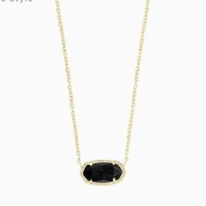Kendra Scott Elisa in Black Opaque Glass Gold Necklace